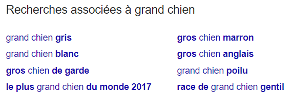 recherche associée mot clé