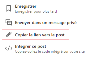 Copiez l'url de votre publication linkedin